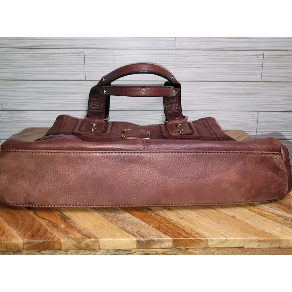B Makowsky Leather Hobo Tote Large Brown‎ Shoulder Bag Purse Weekender